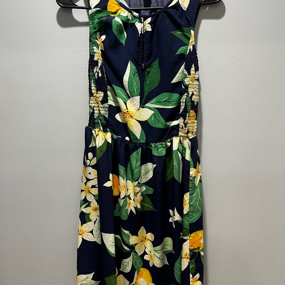 Old Navy Navy and‎ Yellow Floral Midi Dress